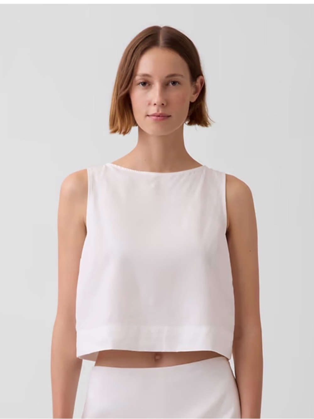 GAP White Linen Blend Crop Shell Tank